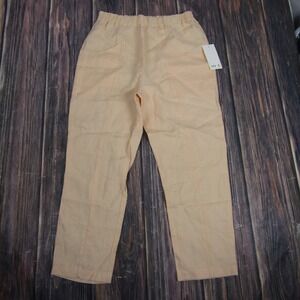 Mate the Label Linen Pants Womens Medium Peach Elastic Waist Pull On Made in USA